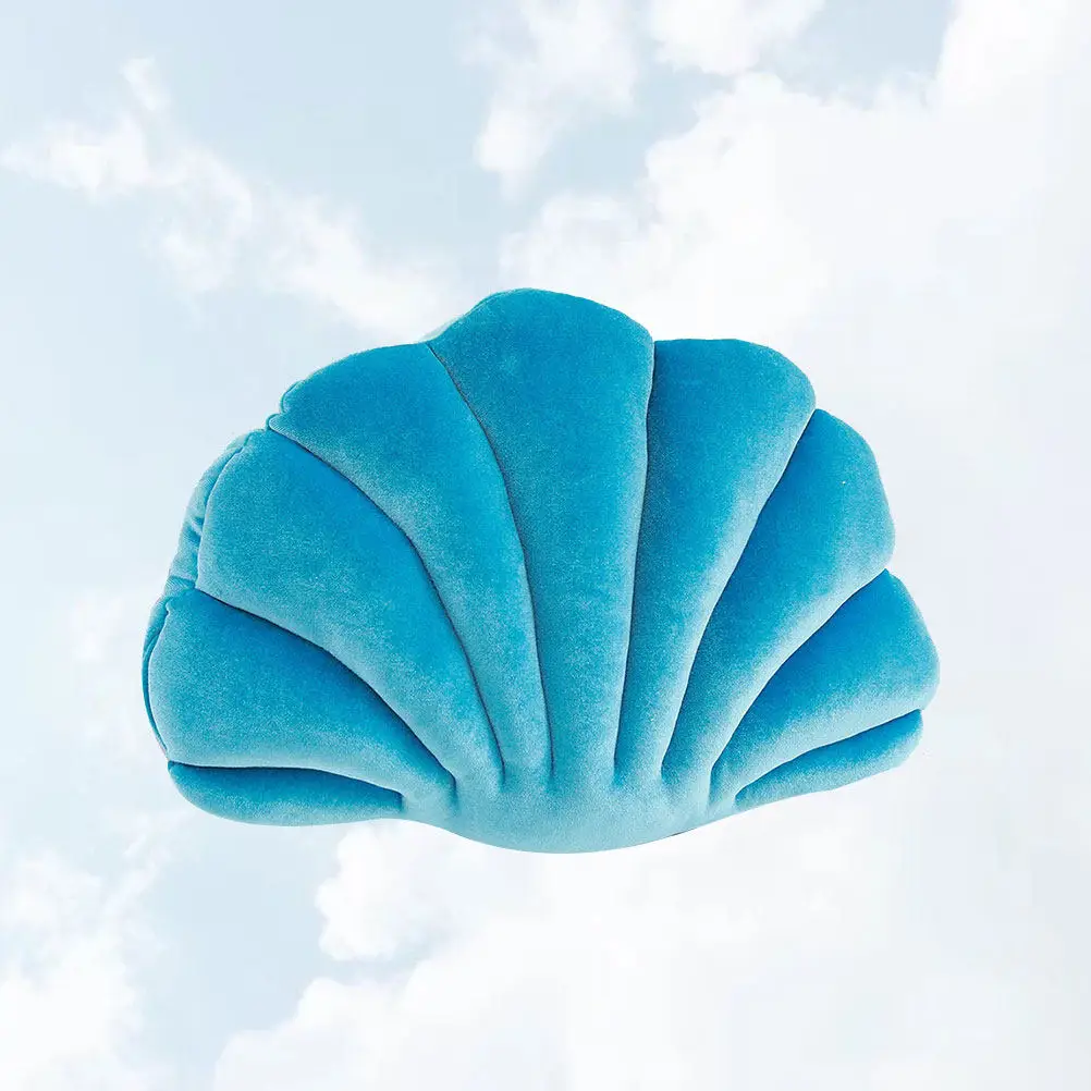 1Pcs Shell Shape Throw Pillow Soft PP Cotton Comfortable Back Cushion Creative Marine Animal Bolster Home Office Car Sapphire
