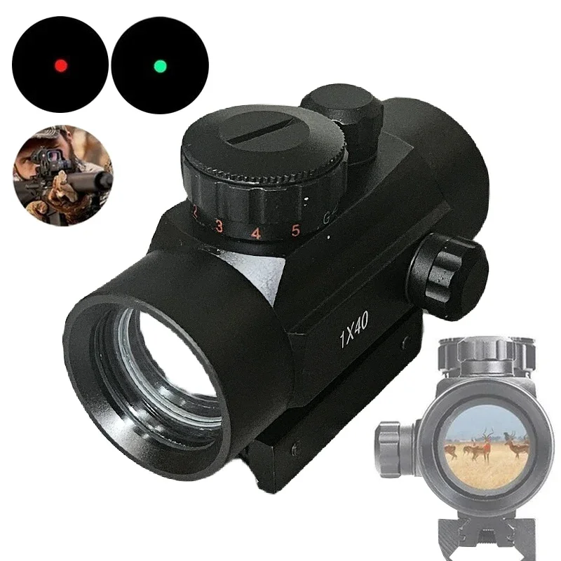 1x40 Tactical Reflex Red Dot Sight HD Illuminated Adjustable Riflescope Outdoor Hunting Airsoft  Rifle Scope Optical  Accessory