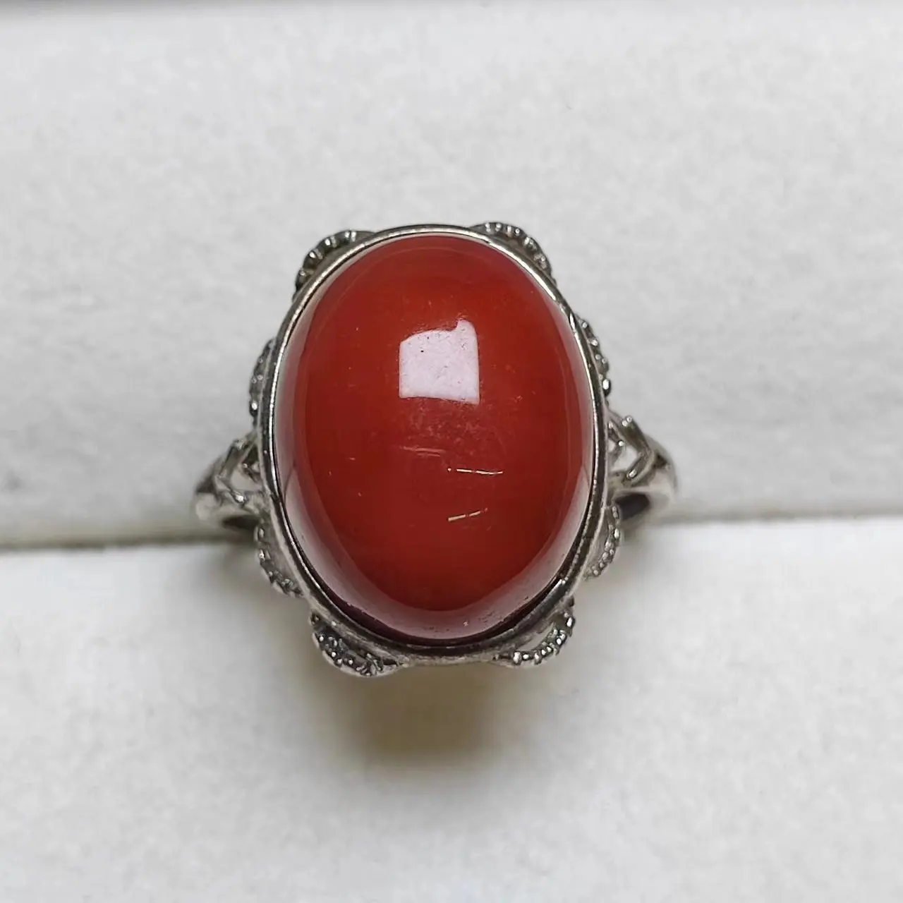 

1pcs/lot natural red agate 925 sterling silver ring Semi-precious stones Women's model size Adjustable Stylish gifts exquisite