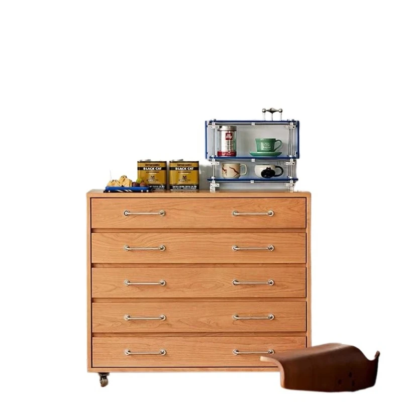 

Nordic solid wood retro chest of drawers, household dining side sofa side cabinet, solid wood drawers for storage