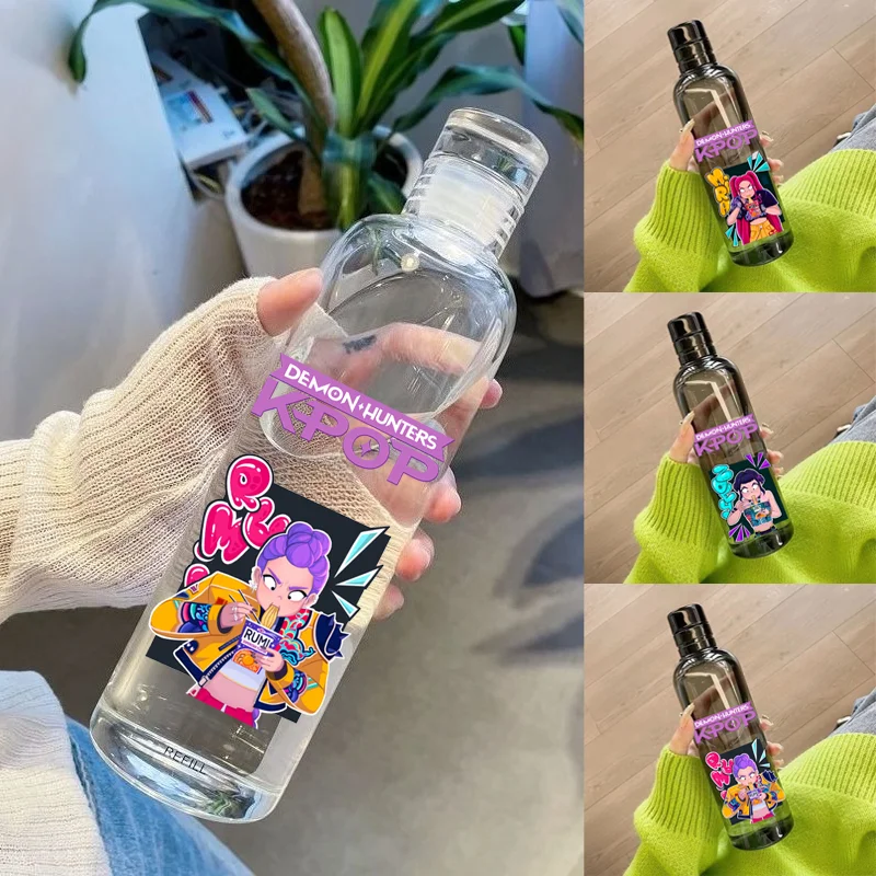 500 مللي K-Pop شيطان الصيادين كوب ماء الكرتون البلاستيك الشفاف زجاجة مياه رياضية المحمولة السفر في الهواء الطلق أدوات الشرب الهدايا #1