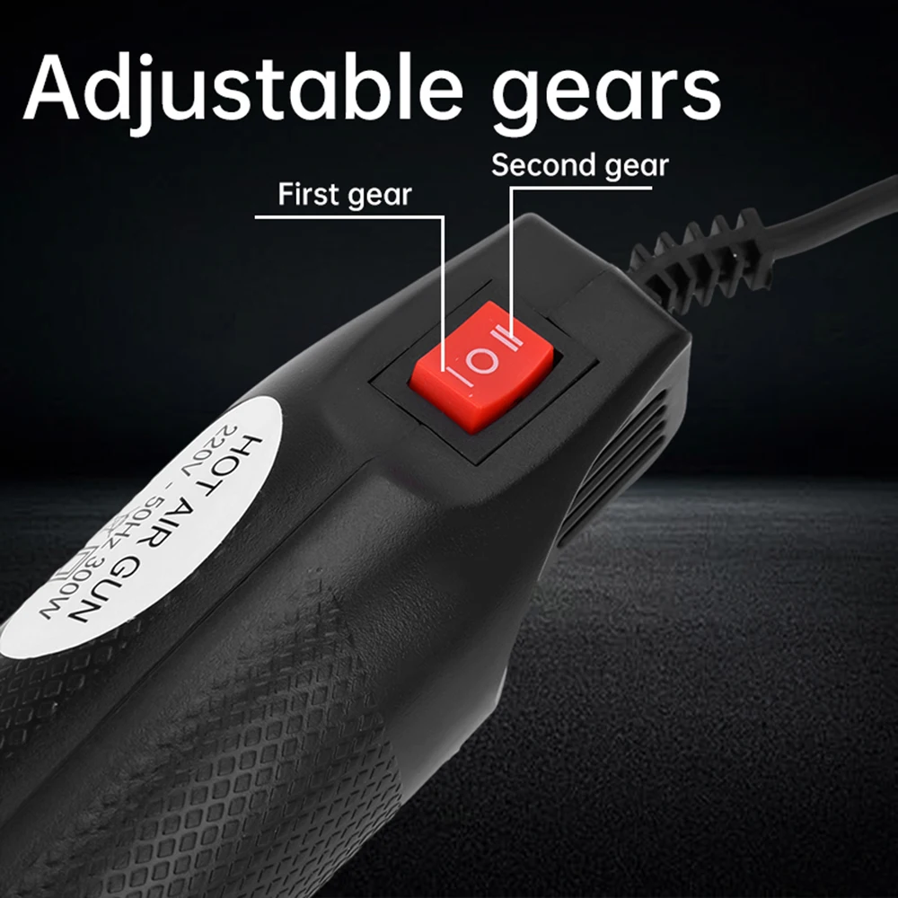 300W 220V Hot Air Gun Adjustable Gear 0-200℃ Suitable for Soft Ceramics/Heat-Shrinkable Tubes/Heat-Shrinkable Sheets, Etc.