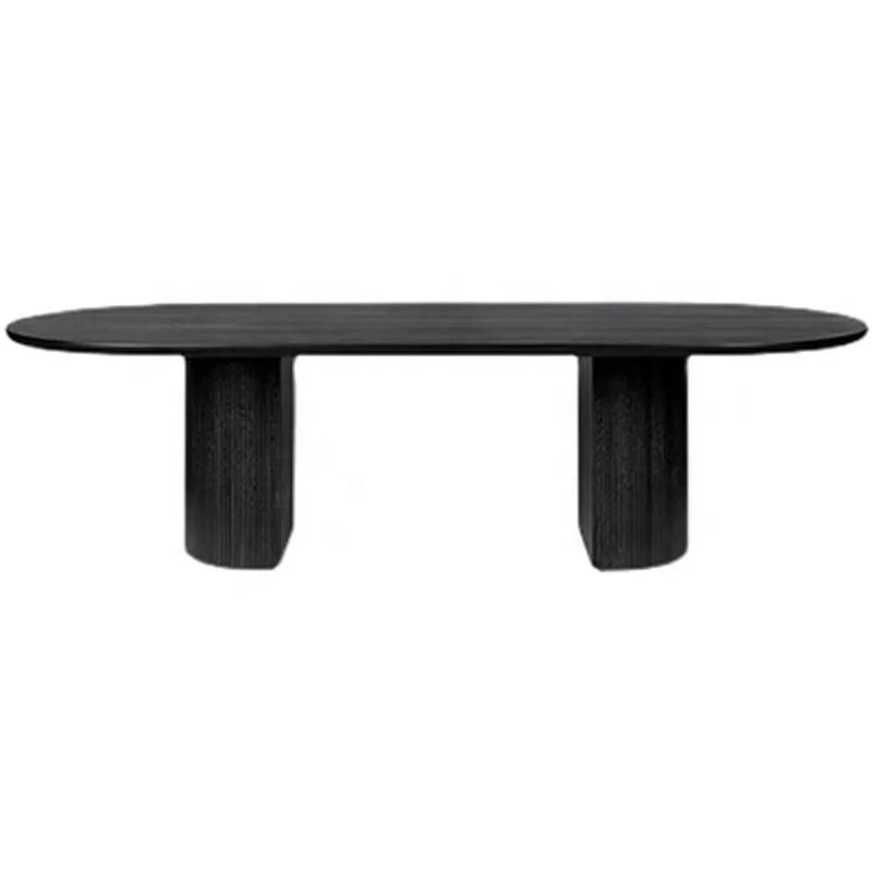 Mesa larga ovalada de madera maciza para conferencias, mesa de comedor, mesa de trabajo sencilla, mesa de madera negra creativa personalizada para oficina, Mdf moderno