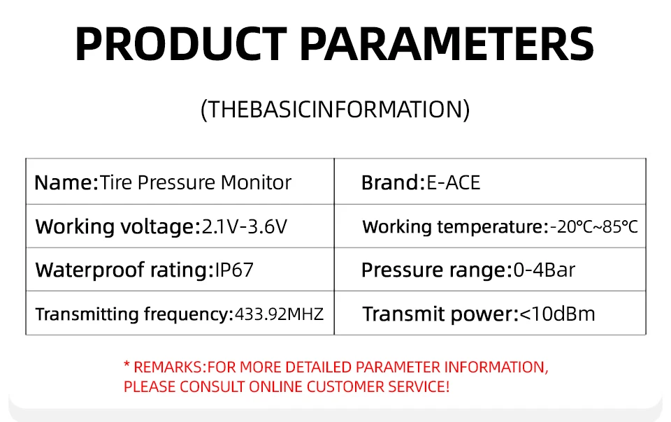 E-ACE 4-Sensor, TPMS, abnehmbarer Akku, kabellos, intelligente Erkennung, Reifendruckkontrollsystem, Sicherheitsalarm, LCD-Display – Detail 2