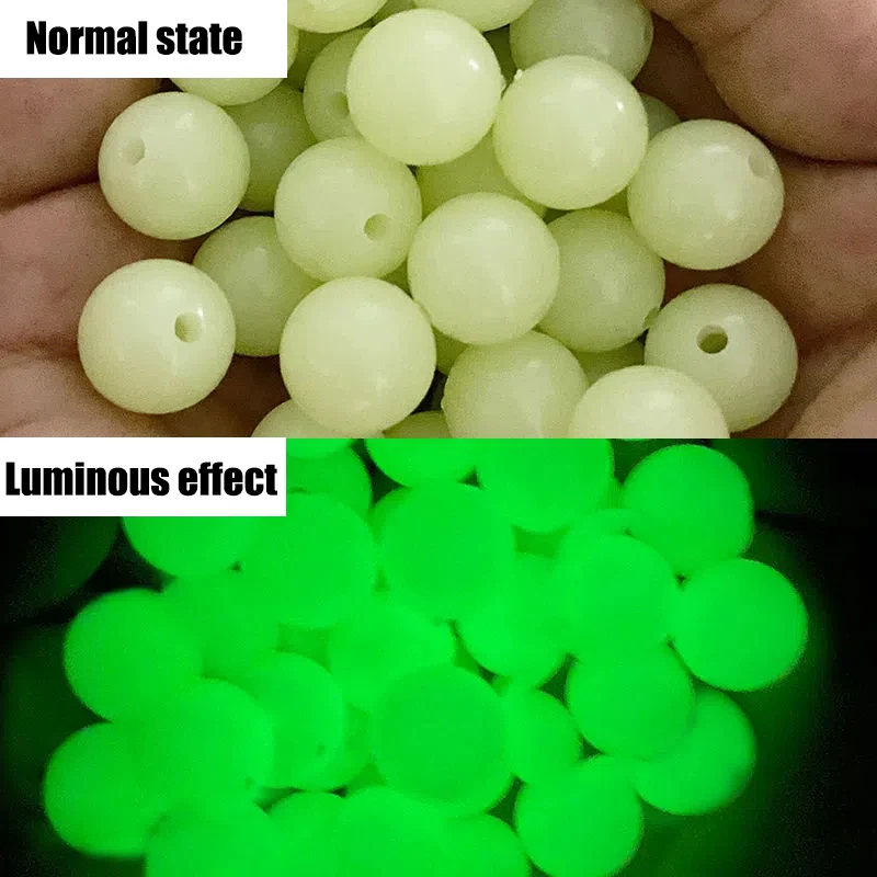 100pcs/Lot Luminous Beads 3mm-8mm Fishing Space Beans Round Float Balls Light Glowing for Outdoor Fishing Accessories Set