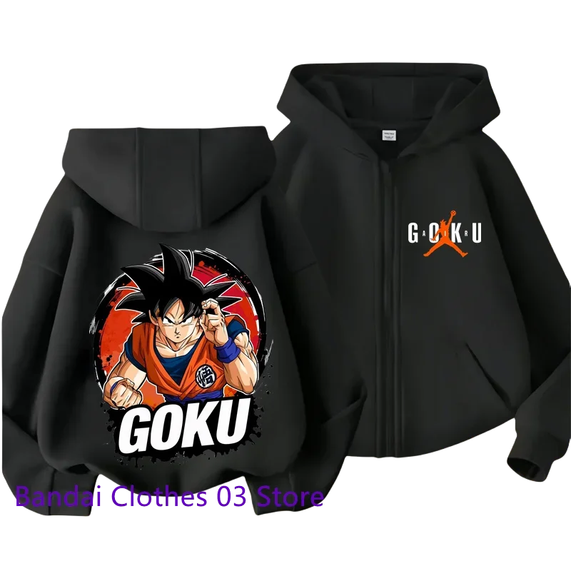 Anime Dragonball Kids Zipper Hoodie Cartoon Goku Print Autumn/Winter Long-sleeved Sweatshirt Boys And Girl Casual Jacket Top Fo