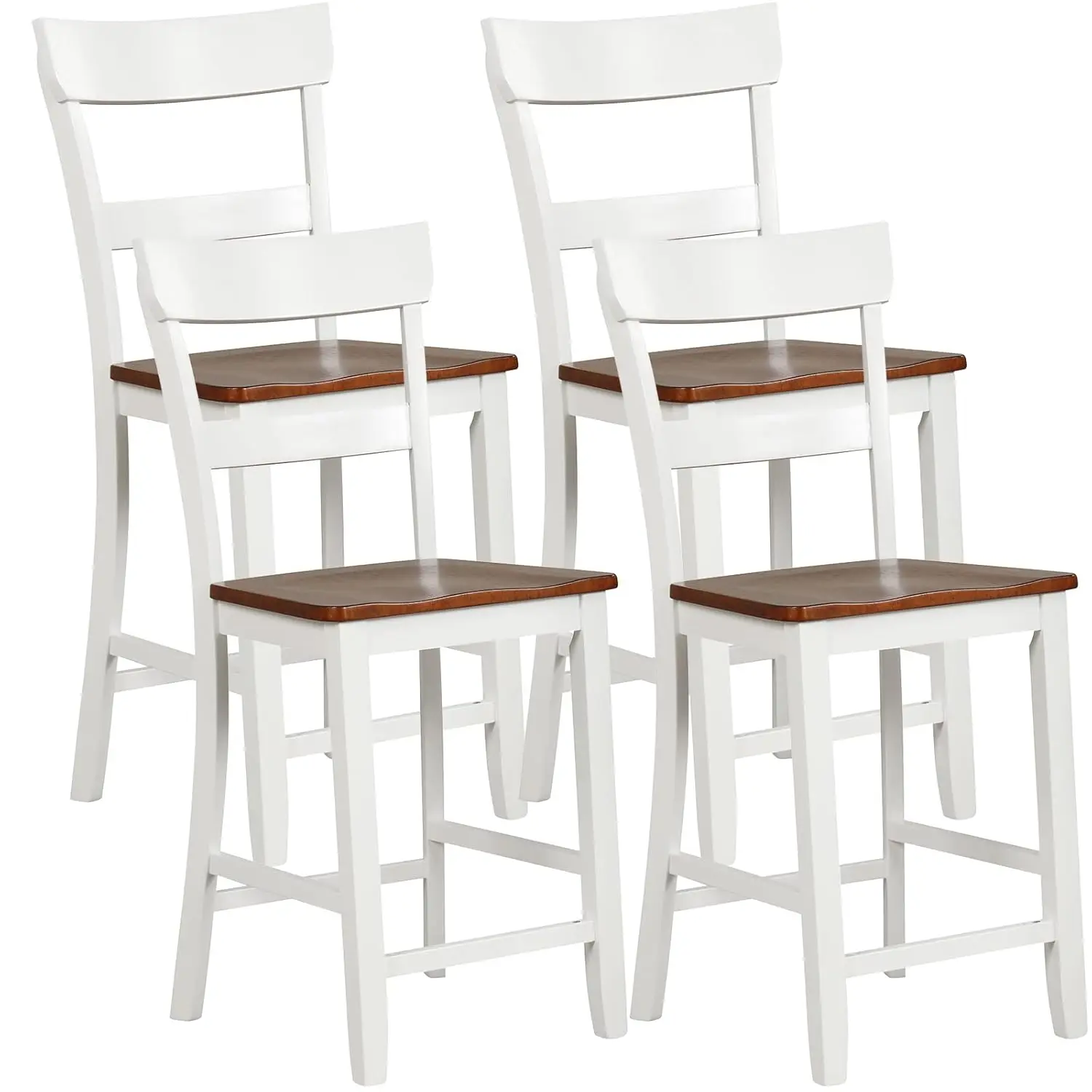 

Counter Height Bar Stools Set Of 4, 24'' Mid Century Modern Island Chairs With Rubber Wood Legs And High Backrest,, Customized