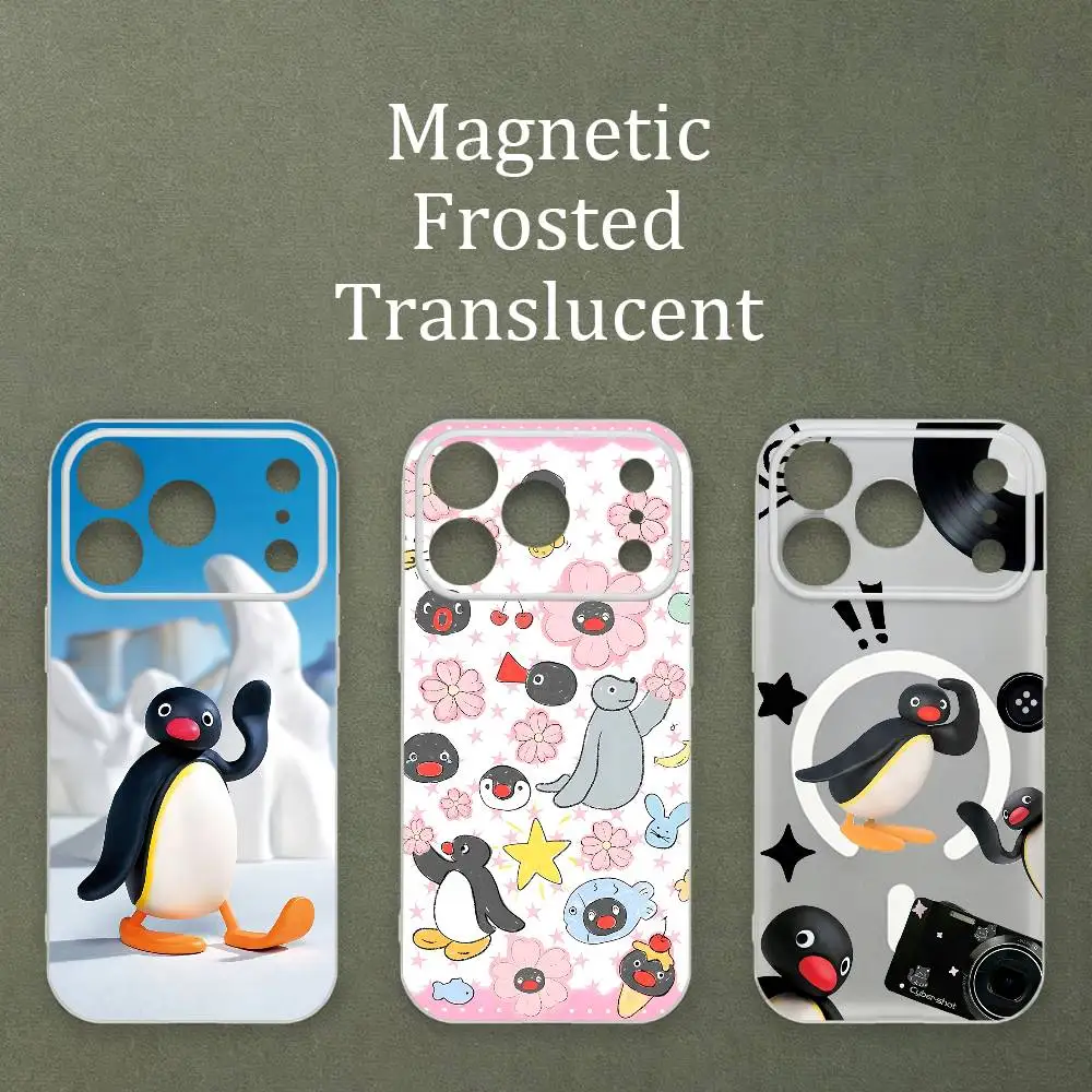 

Penguin P-Pingu Printed Case For MagSafe Matte Frosted Semi Clear TPU For iPhone 15 17 16 11 12 14 13 Pro Max