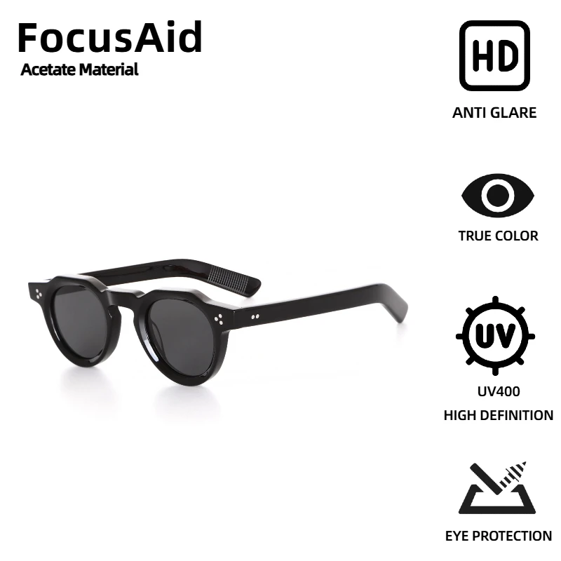 

FocusAid модные винтажные женские солнцезащитные очки с заклепками, ацетатные мужские роскошные брендовые дизайнерские солнцезащитные очки UV400, нейлоновые линзы