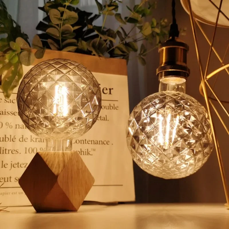 Led Bulbs Vintage Light Bulb G125 Stone Big Globe Bulb 4W Dimmable 220V Led Filament Decorative Edison Bulb