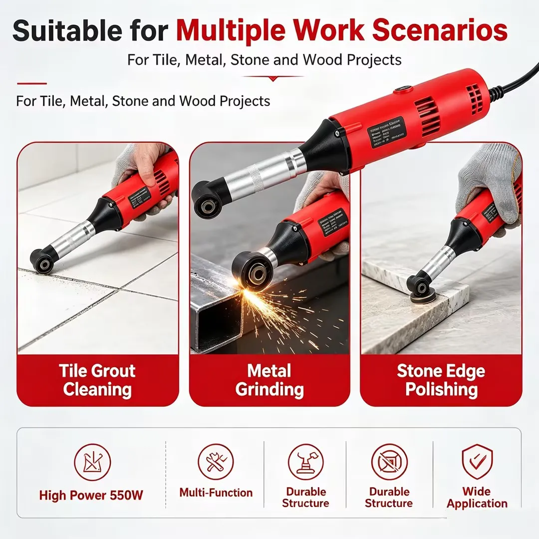 90‑Degree Elbow Grout Cleaning Machine 550W Multi‑Functional Electric Angle Grinder Portable Tile Grout Polishing Tool