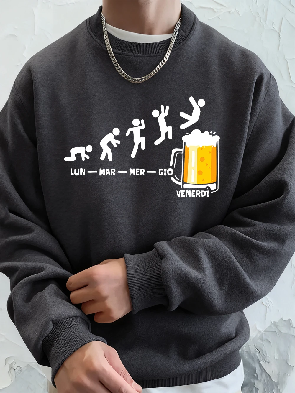 الجمعة البيرة عاشق الطباعة رجالي هوديس الخريف الصوف الدافئة بلوزات عادية فضفاض Crewneck ملابس رياضية ملابس رياضية الذكور