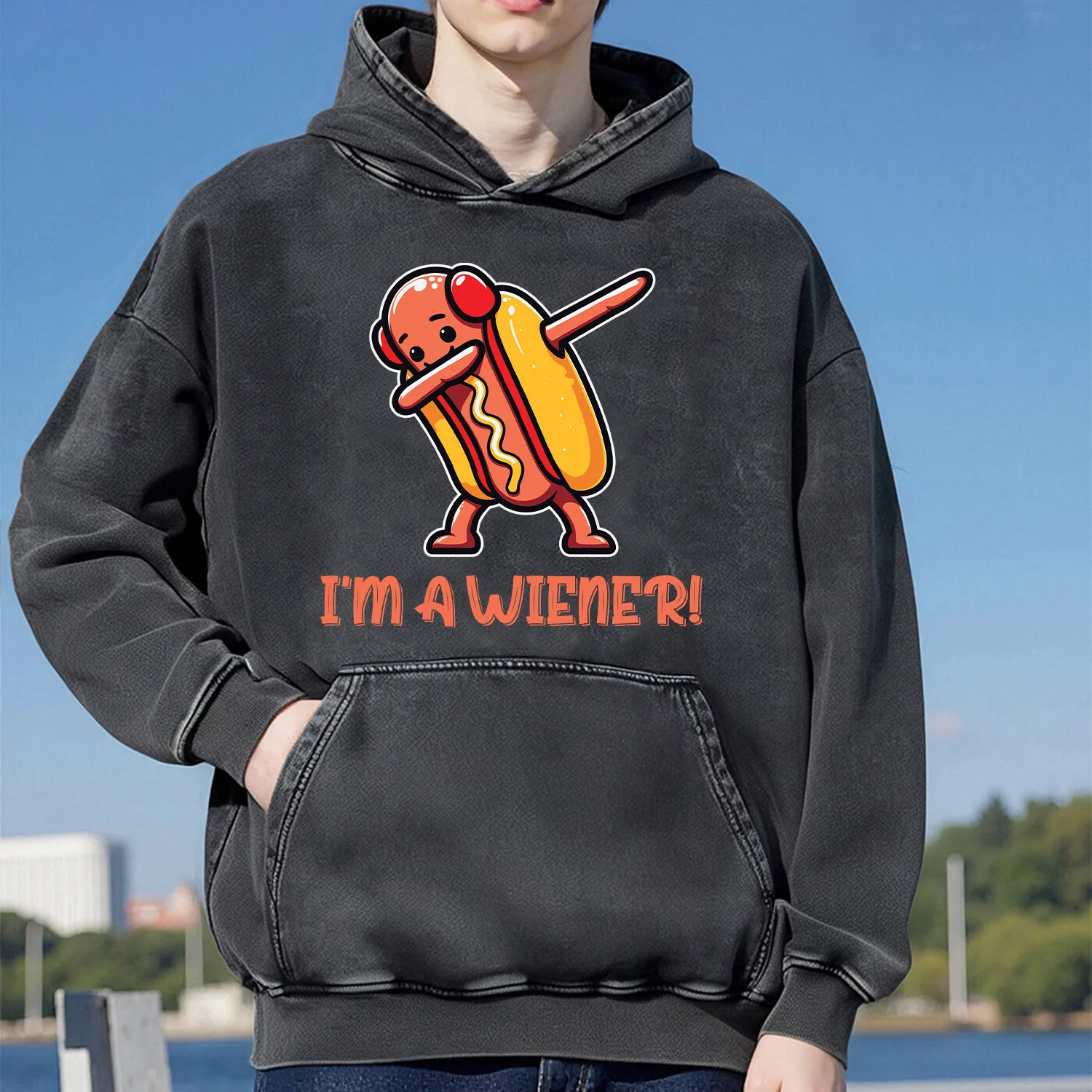 

Толстовка с капюшоном в стиле ретро с колбасой и гамбургером, унисекс, повседневный спортивный стиль, изготовленный из чистого хлопка, модная уличная 400 г