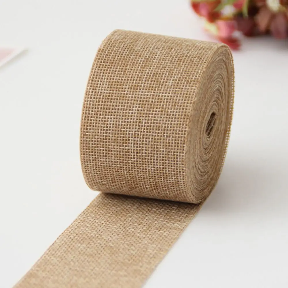 10M/Roll Natural Vintage Jute Burlap Ribbon Fabric DIY Crafts Wedding Decoration Home Gift Packing Party Supplies