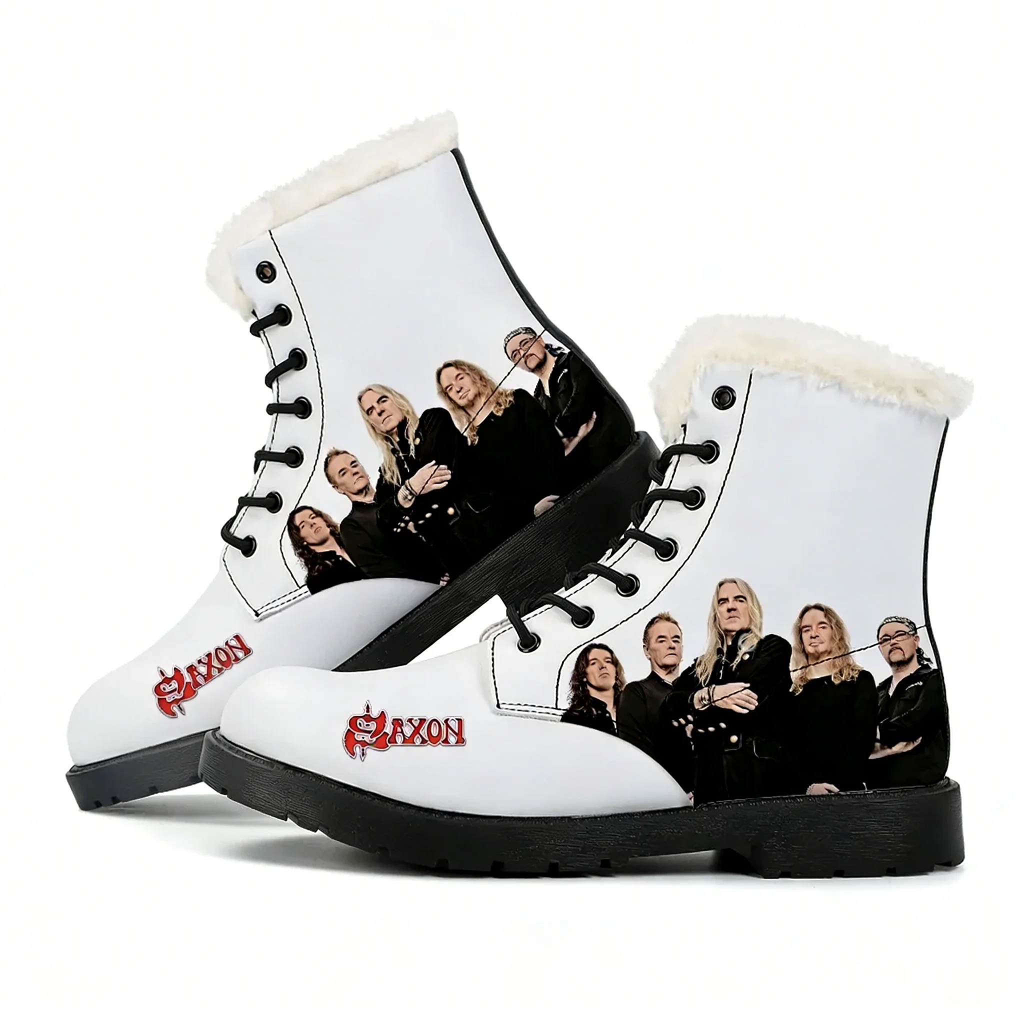 

Плюшевые ботинки Saxon Band для мужчин, женщин и подростков, повседневная обувь для улицы, теплые кожаные ботинки, парные ботинки с принтом, высококачественная обувь на заказ