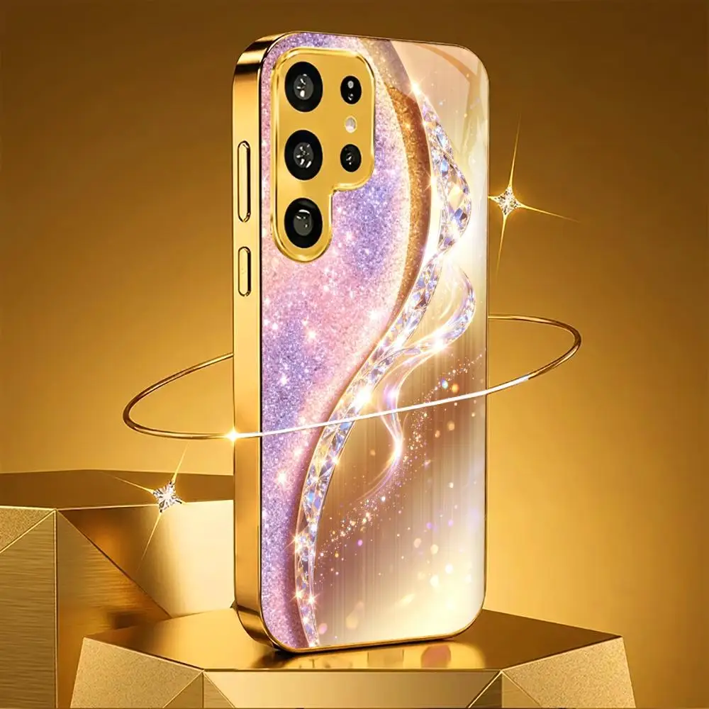 Pink gold texture fashion phone cases s25 ultra case 폰케이스 s26 ultra case for Samsung Galaxy S26 S25 S24 S23 S22 FE,Ultra,Plus