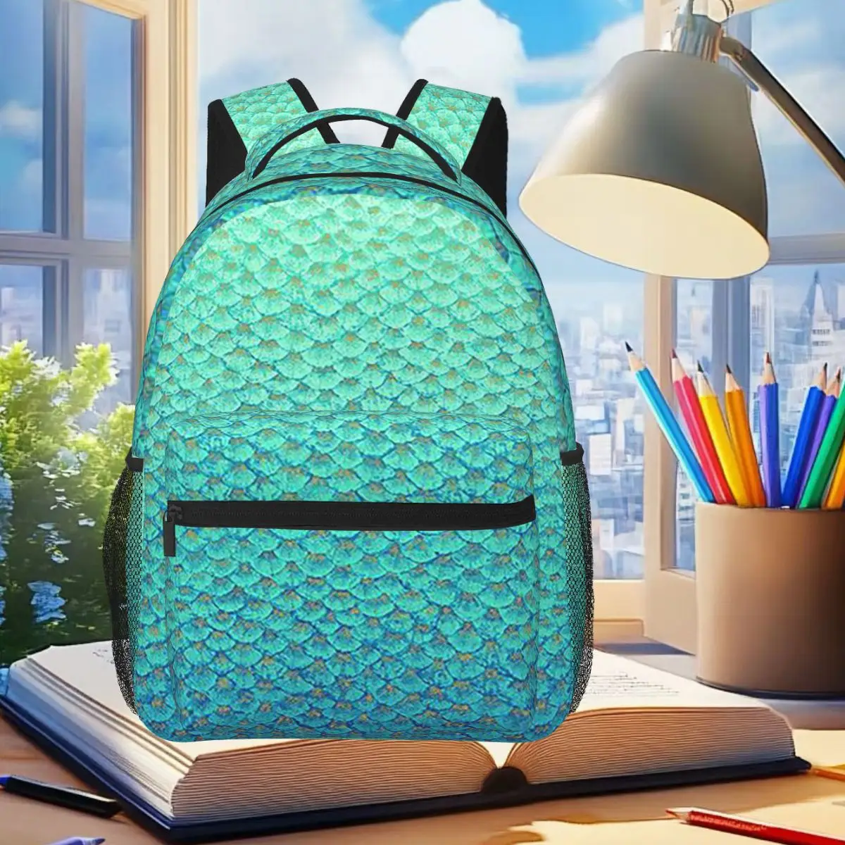 

Mermaid Fish Scale Backpack Student Boys Girls BookBag Kids School Bag Laptop Shoulder Bags for Men Women