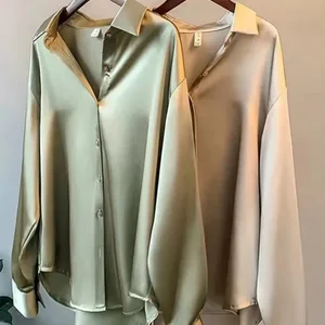 Kadın gömleği gevşek şifon kadın, yaka kısma, bluz, kadınsı, bağbozumu, gündelik, üstler, ipeksi, modaya uygun, ilkbahar, sonbahar, 8 en çok satan-gömlek kadın yaka-no. 5