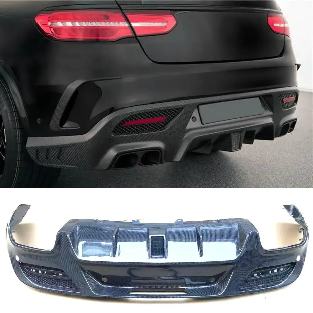 Rear Bumper Lip Diffuser for Mercedes-Benz GLE Class C292 GLE63 AMG 2015 -2018 Carbon Fiber Rear Diffuser Bumper Guard Splitters