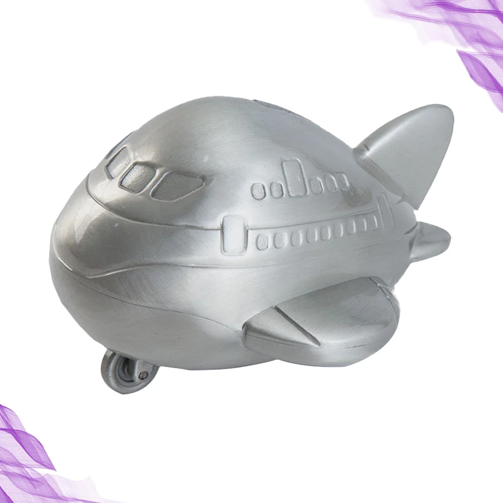 

Metal Airplane Piggy Bank Durable Coin Storage Box Desktop Adornment Home Office Decor Saving Jar Gift For