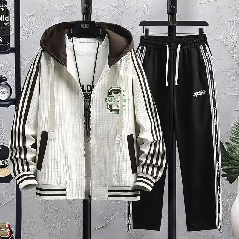 Autumn Men Tracksuit Casual Joggers Hooded Spring Sportswear Jackets Pants 2 Piece Sets Hip Hop Running Sports Suit