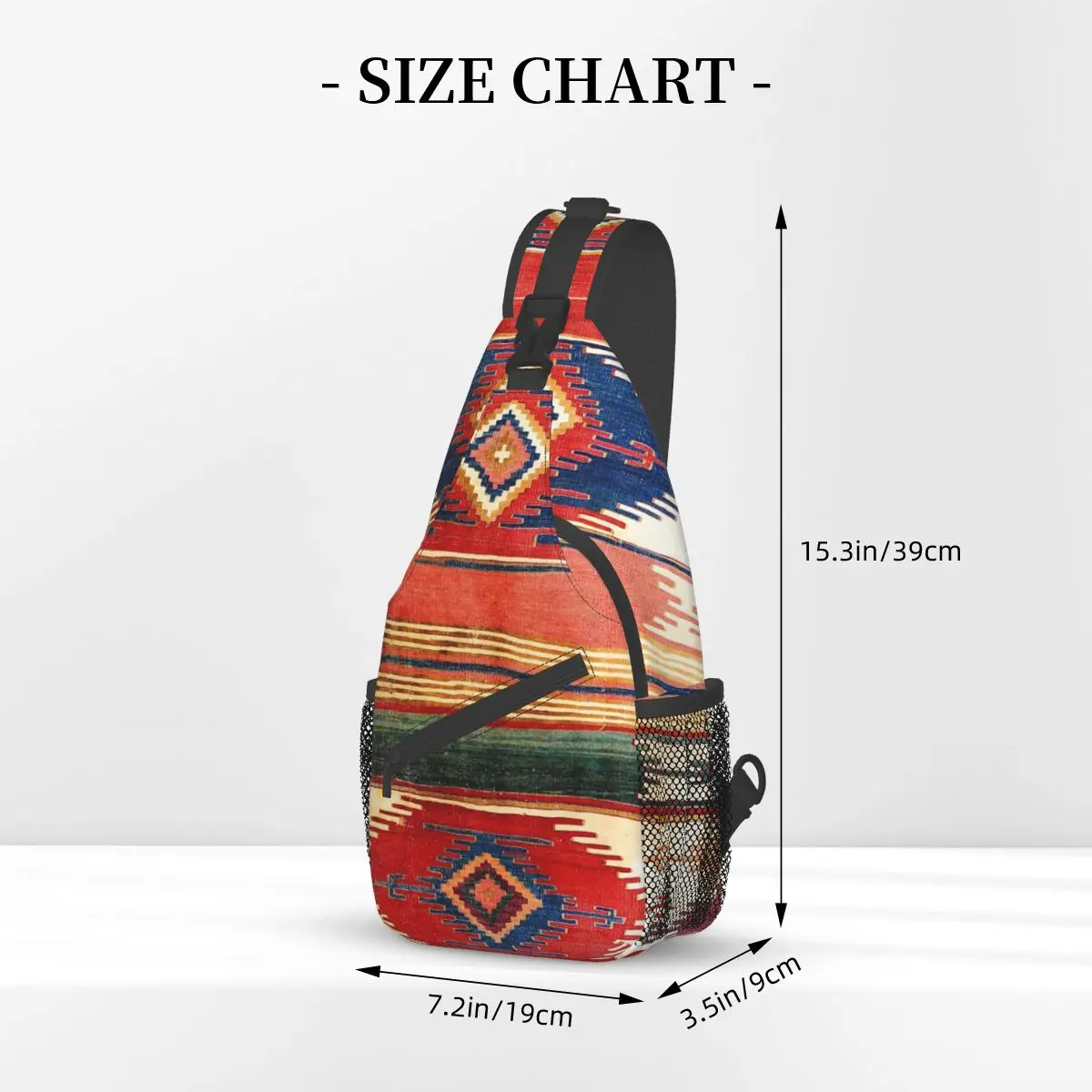 Aksaray Antique Turkish Kilim Sling Bags Chest Crossbody Shoulder Backpack Travel Hiking Daypacks Boho Ethnic Casual Satchel