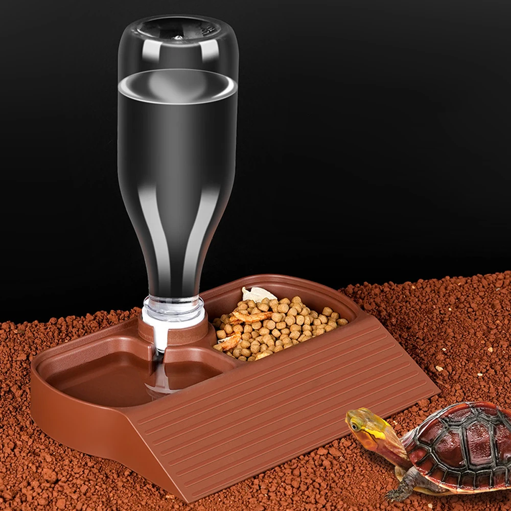 Comedero para reptiles de doble función y cuenco de agua, bandeja de llenado automático combinada para mascotas, tortugas, dragones barbudos, alimentador para reptiles, 1 ud.