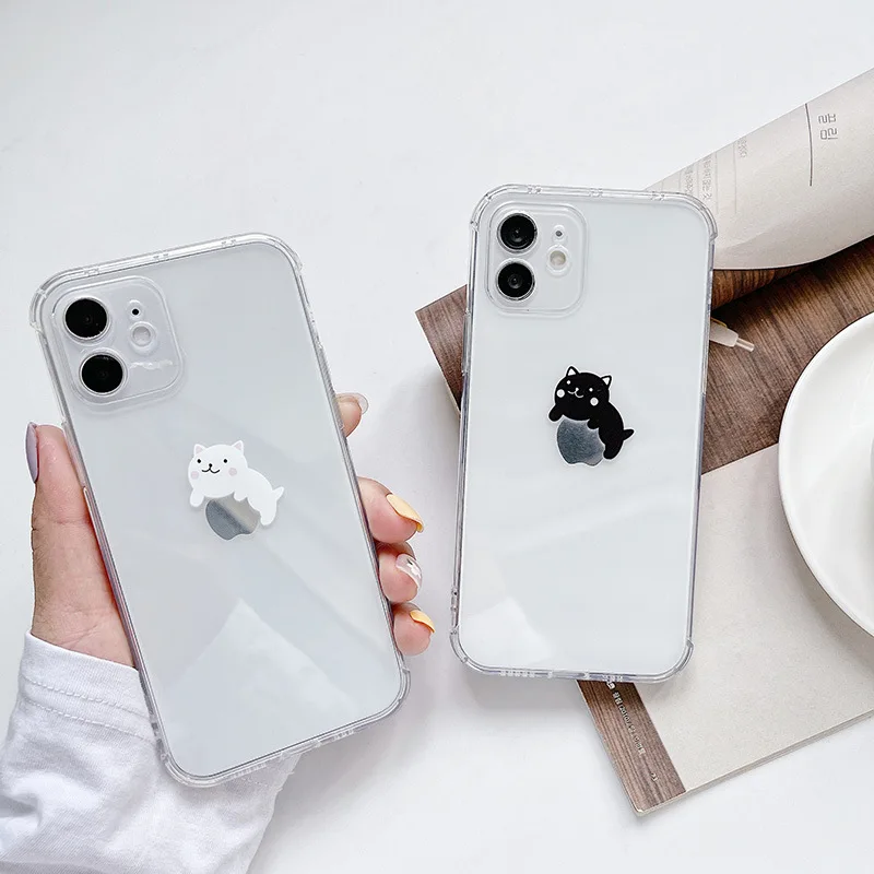 Custodia per telefono divertente cartone animato per iPhone 16 15 14 13 12 11 Pro XS MAX 7 XR 8 7 Plus Cover trasparente Fundas