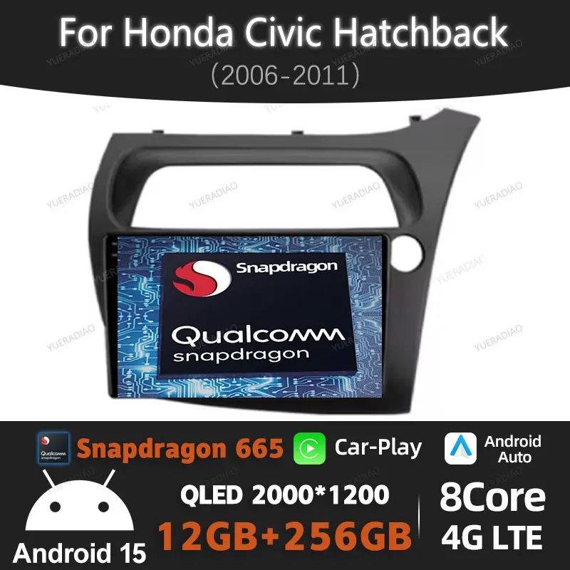 

Автомобильный радиоприемник Android 15 для Honda Civic Hatchback 2006-2011 GPS NAVI 4G WIFI Qualcomm мультимедийный стерео видеоплеер головное устройство BT