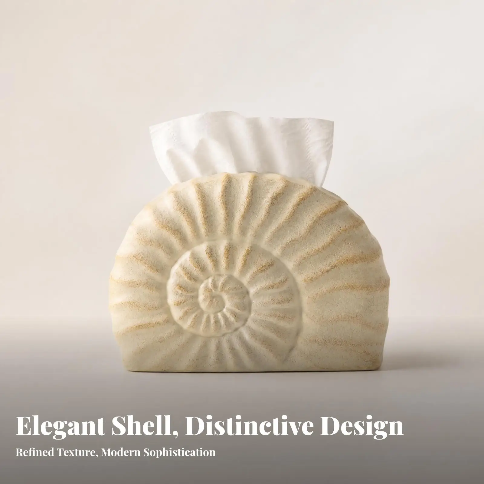 Spiral Shell Tissue Holder Sculptural Shell Tissue Box Cover Textured for Tabletop