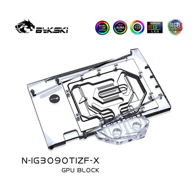 Bykski Water Block Use for Colorful GeForce RTX 3090Ti Battleax 24G / Full Cover Copper Radiator / RGB Light SYNC N-IG3090TIZF-X