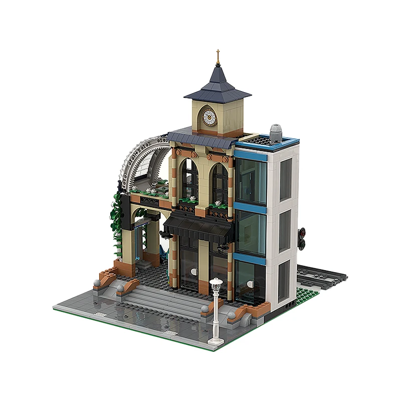 MOC 중앙역 모델 빌딩 블록 957PCS 도시 스트리트 뷰 건축 독창성 DIY 벽돌 장난감 데스크탑 디스플레이 선물