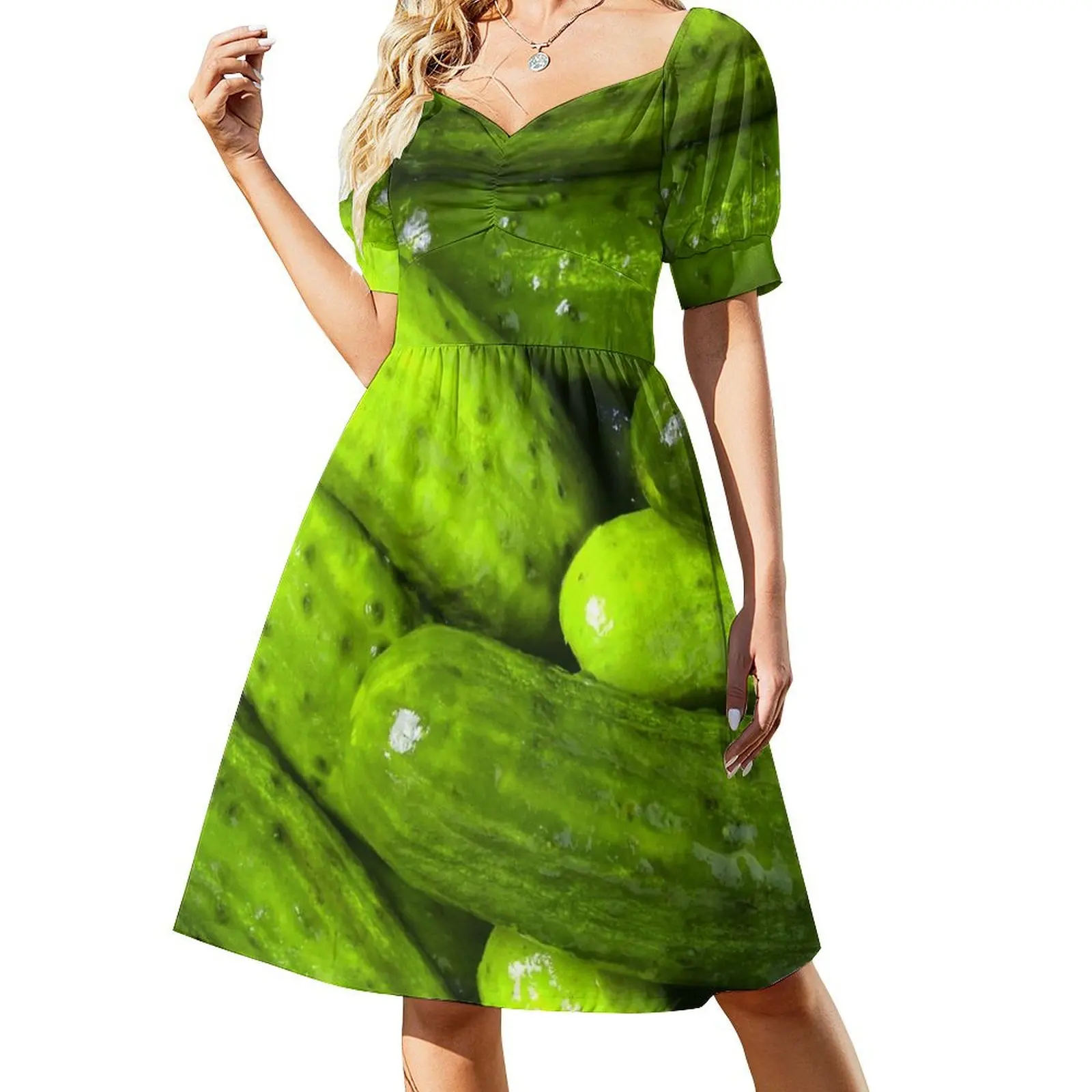 

Pickles Love Green Pickles Short Sleeved Dress luxury evening dress woman for wedding Dress vintage