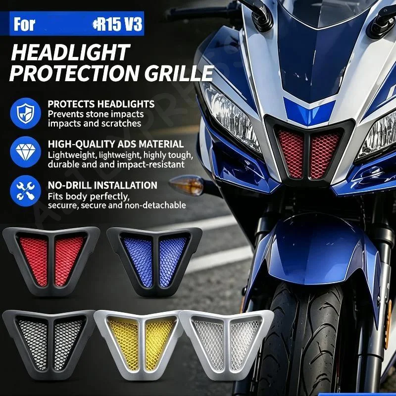 [G]R15 V3 2018-2020 Head Cover Protector Aluminum Mesh Air Inlet Guard Rustproof Motorcycle Exterior Modification Part