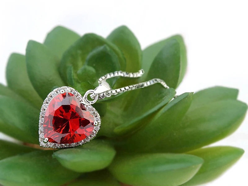 Neue Mode 925 Sterling Silber Herz CZ Anhänger Halsketten Frauen Schmuck Jahrestag Geschenk Lila & Rot & Rosa Zirkon Schlüsselbein kette – Detail 18