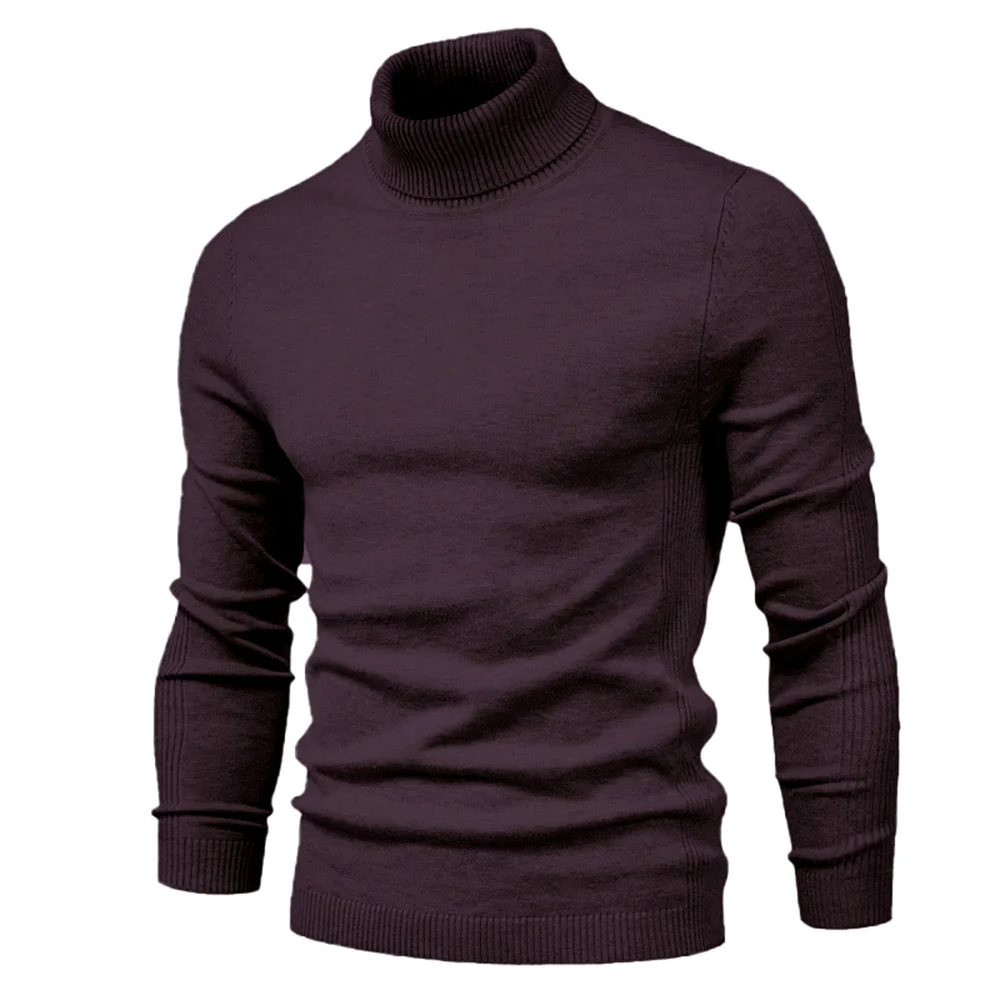 2024 New Winter Men Turtleneck Sweater Casual Solid Color Warm Pullover High Quality Slim High Neck Long Sleeve Sweater Men