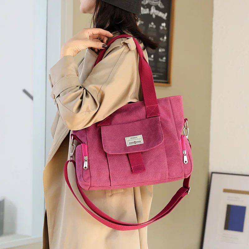 Bolsa de ombro crossbody de pano pastoral para mulheres, bolsa de nylon impermeável, compras diárias, casual senhoras