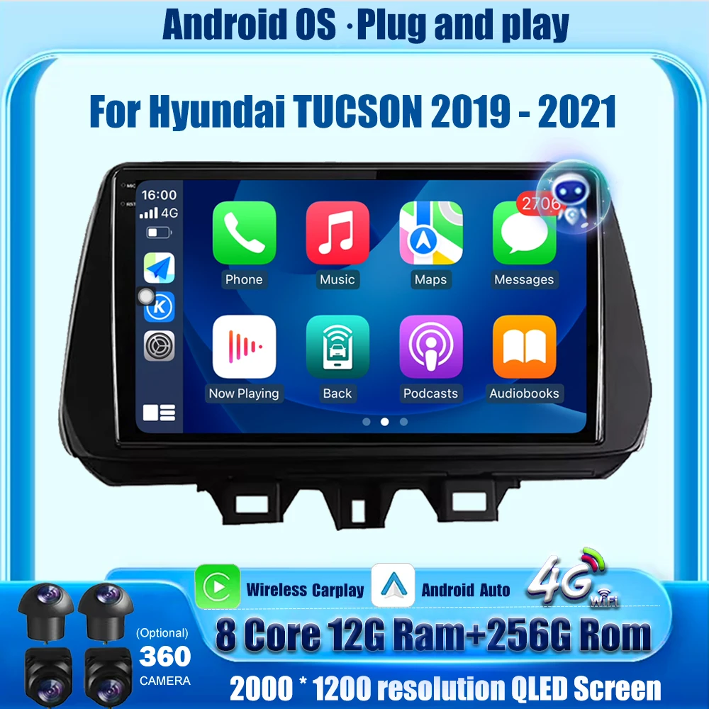 

Car Radio Multimedia Player Navigation GPS For Hyundai TUCSON 2019 2020 2021 Android Auto Carplay Bluetooth DSP 360 Camera WIFI