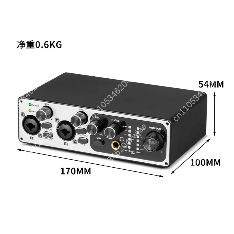 

2-канальный аудиоинтерфейс USB для инструментов, Plug & Play, фантомное питание 48 В, высококачественная запись