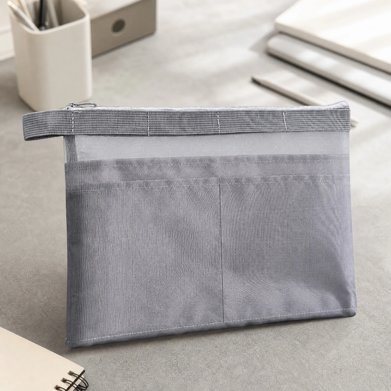Zippered Mesh Document Pouch with Multiple Compartments Soft A4 Zipper Pouch Mesh Zipper Bag Breathable Slim for Office, Desk