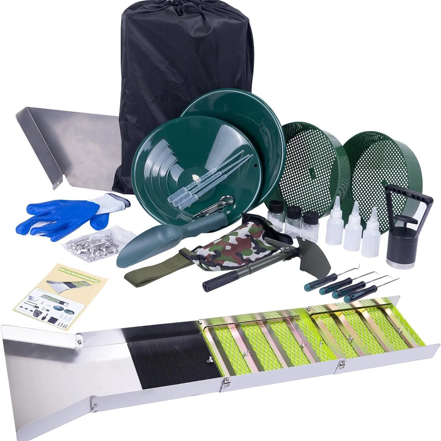 1 Juego de Kit de presupuesto y prospección de oro con caja plegable de 50 ", equipo de minería portátil de aleación de aluminio, incluye accesorios