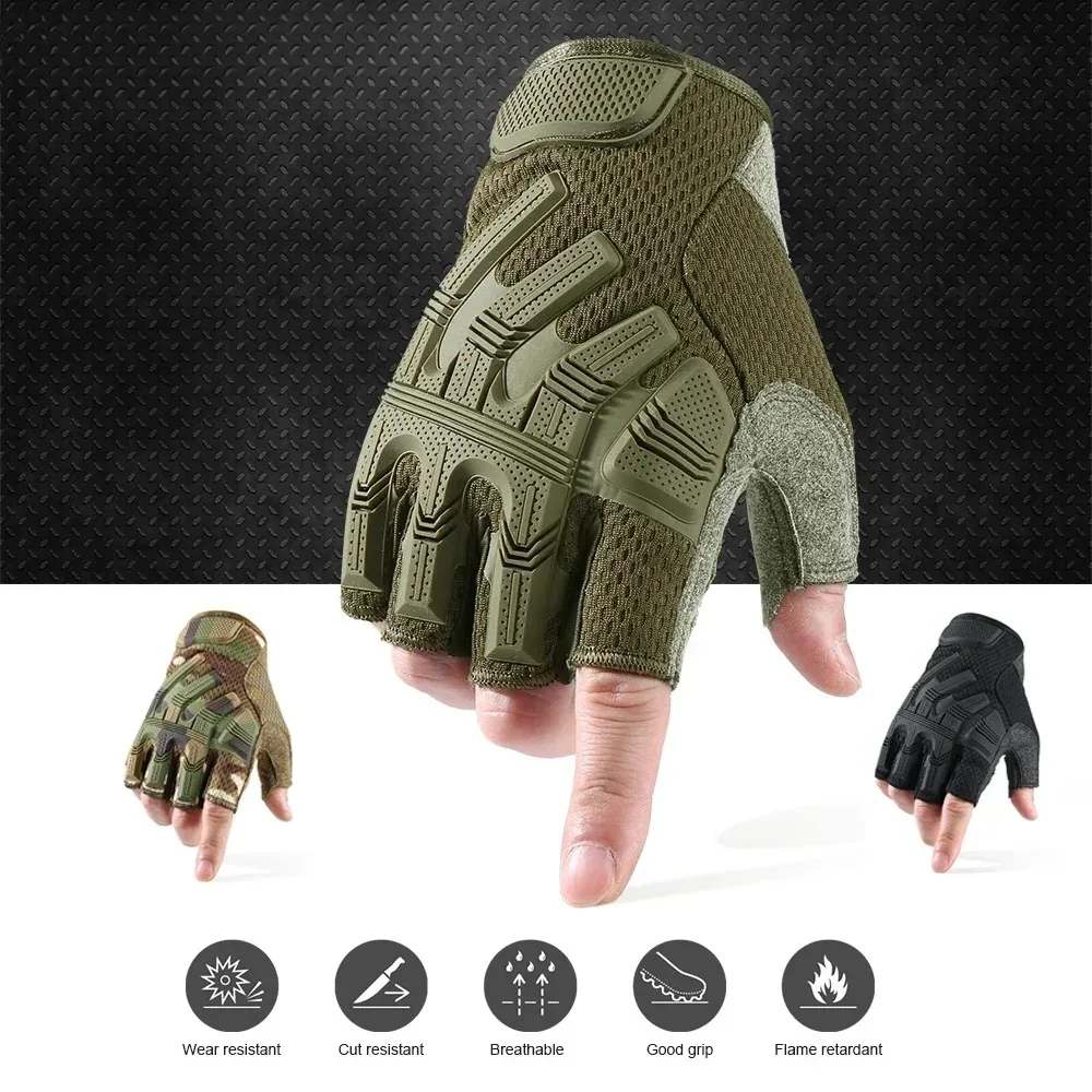 Tactical Fingerless Gloves Airsoft Bicycle Outdoor Shooting Hiking Hunting Camping Breathable Half Finger Glove Men High Quality