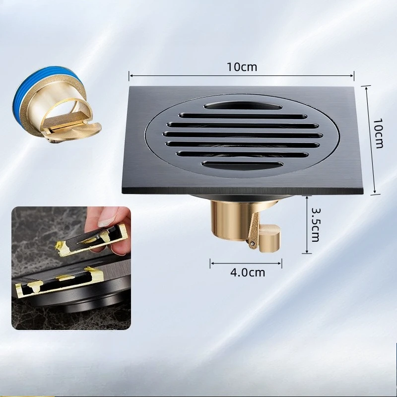 Gun Gray Floor Drain Deodorizer, Bathroom Shower Room, Long Drain, Invisible Bathroom, Washing Machine, Toilet