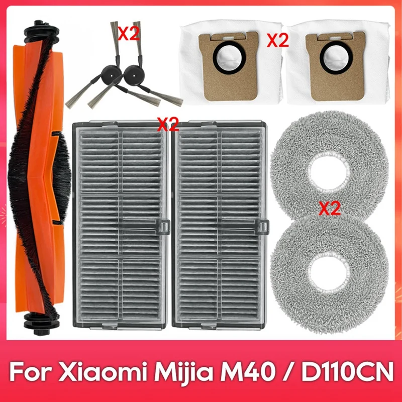 For Xiaomi Mijia Omni M40 / D110CN Replacement Parts Main Side Brush Hepa Filters Mop Cloth Dust Bags Accessories