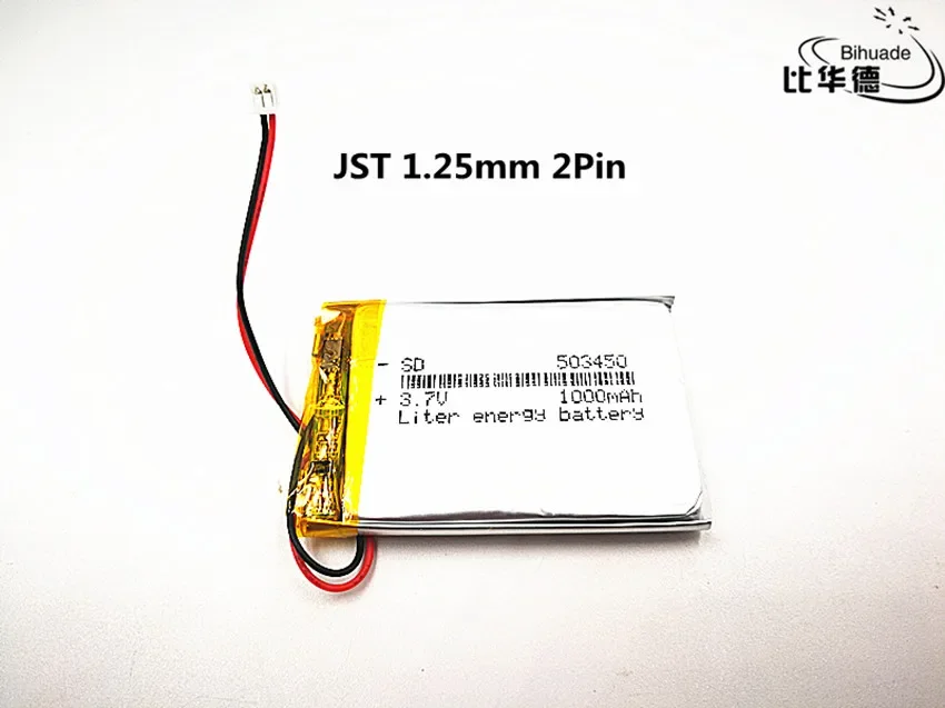 

10pcs JST 1.25mm customized Good Qulity 3.7V,1000mAH,503450 Polymer lithium ion / Li-ion battery for TOY,POWER BANK,GPS,mp3,mp4