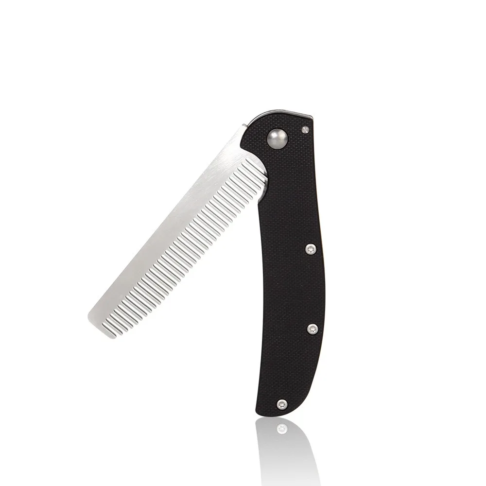 أمشاط فولاذية عتيقة قابلة للطي من الفولاذ المقاوم للصدأ للرجال، أمشاط اللحية المحمولة برأس الزيت للرجال، أمشاط الشعر، أدوات تشكيل قابلة للطي