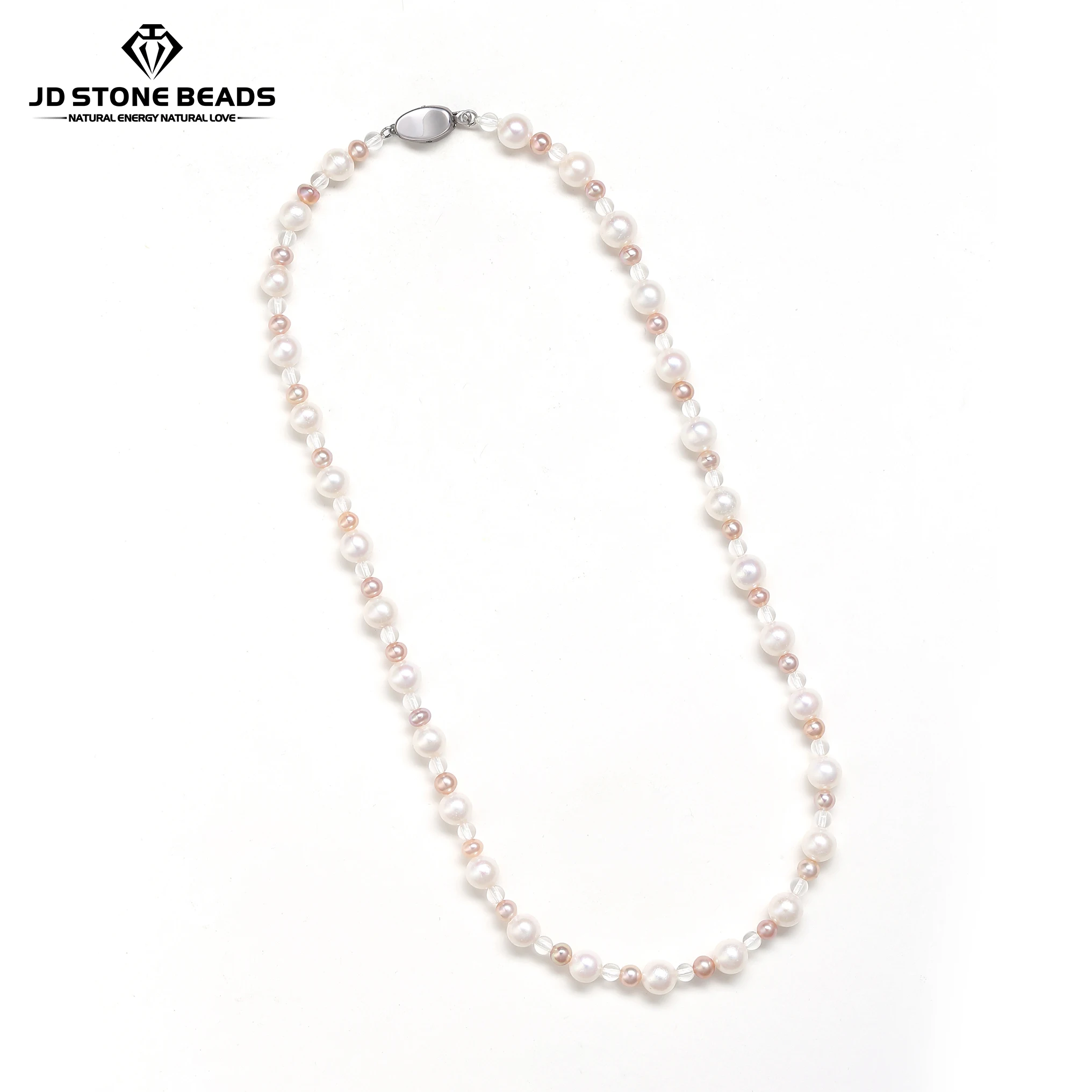 Natural White Purple Freshwater Pearl Quartz Necklace Floating Star Stainless Steel Chain Harmony Peace Jewelry Gifts for Women