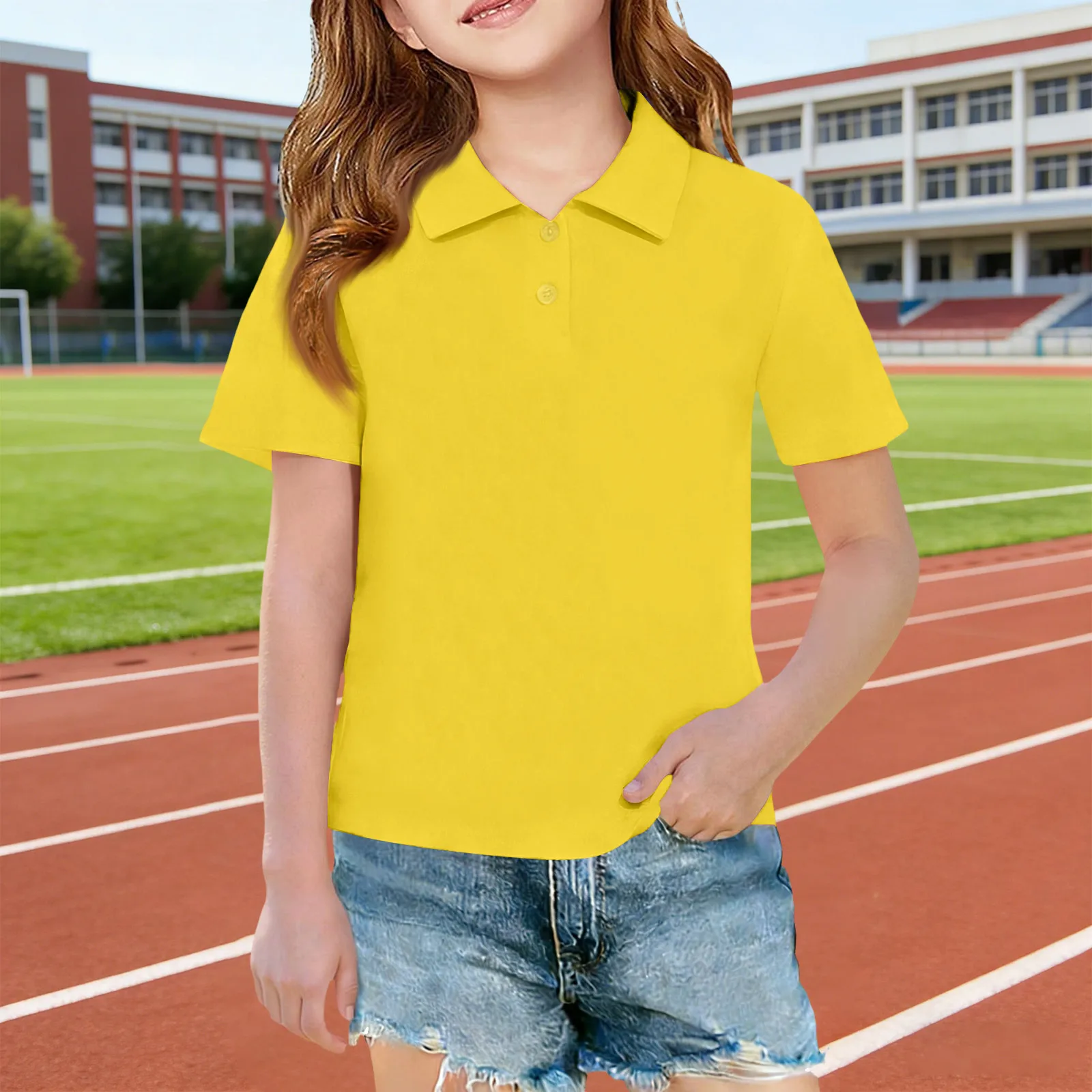 Kids Short Sleeve Polo Shirt School Daily Wear Quick Dry Lapel T-shirt Kindergarten Uniform Soft Breathable Student Casual Tops