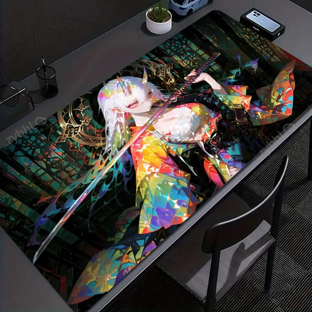 

Anime Girl Katana Mouse Pad Large Gaming Accessory XXL Rubber Deskmats HD Non-Slip Computer Keyboard Mat PC Laptop Long Mousepad
