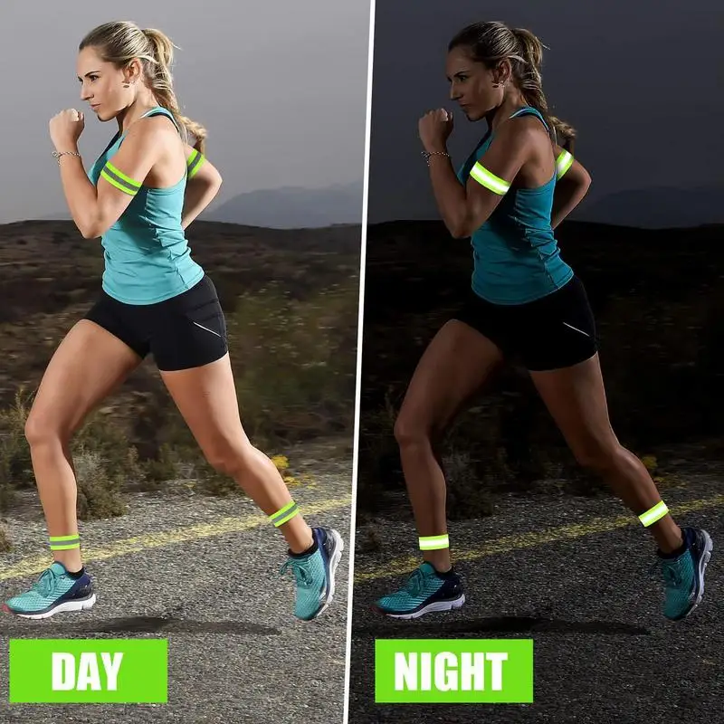 Светоотражающие ленты для запястья, эластичный защитный отражатель высокой видимости, 2 шт., светоотражающая повязка на руку, защита безопасности для ночи